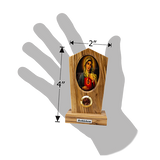 Virgin Mary Immaculate Heart Olive Wood Plaque from Israel, Full Color Center Portrait, Traditional Devotional Prayer Icon dimensions