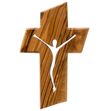 Jesus Cross, Olive Wood Hanging Wall Cross, Jesus Silhouette,  Wooden Wall Cross Décor, Gifts from Holy Land of Israel