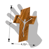 Jesus Cross, Olive Wood Hanging Wall Cross, Jesus Silhouette,  Wooden Wall Cross Décor, Gifts from Holy Land of Israel dimensions