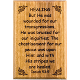 Bible Verse Fridge Magnets, Healing - Isaiah 53:5, 1.6" x 2.5" Olive Wood Religious Motivational Faith Magnets from Israel, Home, Kitchen, & Office, Inspirational Scripture Décor front