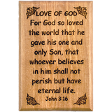 Bible Verse Fridge Magnets, Love of God - John 3:16, 1.6" x 2.5" Olive Wood Religious Motivational Faith Magnets from Bethlehem, Home, Kitchen, & Office, Inspirational Scripture Décor front