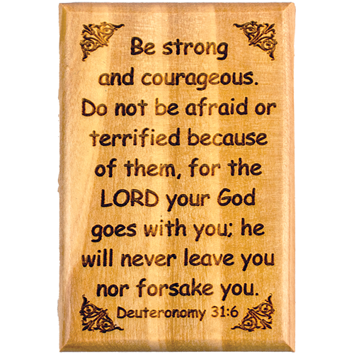 Bible Verse Fridge Magnets, Strong & Courageous - Deuteronomy 31:6, 1.6