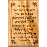 Bible Verse Fridge Magnets, Do Not Fear - Isaiah 41:10, 1.6" x 2.5" Olive Wood Religious Motivational Faith Magnets from Bethlehem, Home, Kitchen, & Office, Inspirational Scripture Décor front