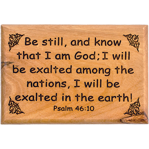 Bible Verse Fridge Magnets, Be Still & Know - Psalm 46:10, 1.6" x 2.5" Olive Wood Religious Motivational Faith Magnets from Bethlehem, Home, Kitchen, & Office, Inspirational Scripture Décor front