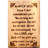 Bible Verse Fridge Magnets, Man of God - Joshua 1:9, 1.6" x 2.5" Olive Wood Religious Motivational Faith Magnets from Bethlehem, Home, Kitchen, & Office, Inspirational Scripture Décor