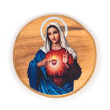 Virgin Mary Immaculate Heart Olive Wood Icon Magnet