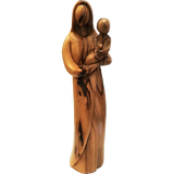 Holy Land Olive Wood Statue - Virgin Mary with Child front view
