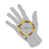Olive Wood Stretch Bracelet, Yellow Beads and Cross Dangle dimension