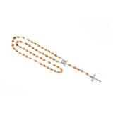Full view of silver miraculous medal olive wood rosary