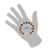 Olive Wood Stretch Bracelet, White Bears and Inlet Cross dimension