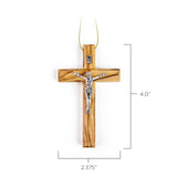 Simple Olive Wood Crucifix Ornament