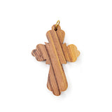 Elegant Cross Olive Wood Pendant Charm with ring