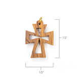 4 Pack of Olive Wood Pendant Charms, Outline Cross with ring