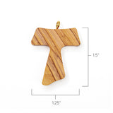 4 Pack of Olive Wood Pendant Charms, Tau Cross with eyelet