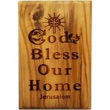 God Bless Our Home Olive Wood Magnet front