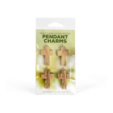 4 Pack of Olive Wood Pendant Charms, Simple Cross with eyelet