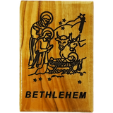 Bethlehem Manger Olive Wood Magnet font
