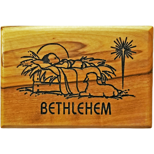 Bethlehem Baby Jesus Horizontal Olive Wood Magnet