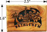 Bethlehem City and Star Horizontal Olive Wood Magnet dimensions