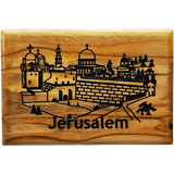 Jerusalem City Horizontal Olive Wood Magnet