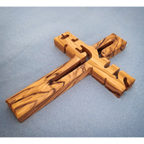 Olive Wood Wall Cross Jesus Cut Out (L) at an angle