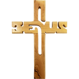 Olive Wood Wall Cross Jesus Cut Out (L)