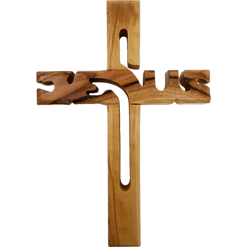 Olive Wood Wall Cross Jesus Cut Out (S)