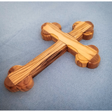 Olive Wood Wall Bottony Cross, Eastern - Greek (L) at an angle