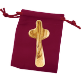 Deluxe Handheld Prayer Comfort Cross (M) in Red Velvet cross with red velvet pouch
