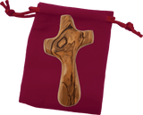 Deluxe Handheld Prayer Comfort Cross (L) in Red Velvet cross with red pouch