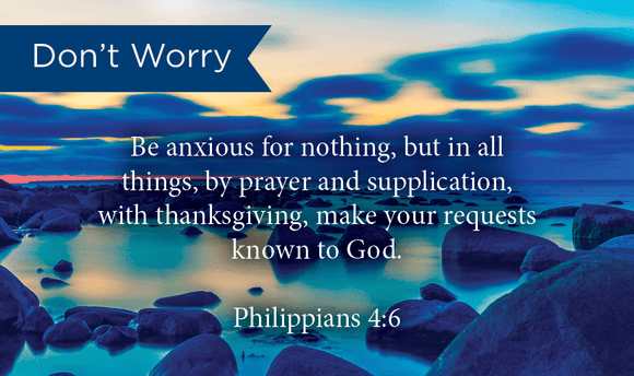 Pass Along Scripture Cards, Don't Worry, Be Anxious Phil 4:6, Pack 25 - Logos Trading Post, Christian Gift