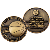 Front and back of Basketball Team Antique Gold Plated Sports Coin