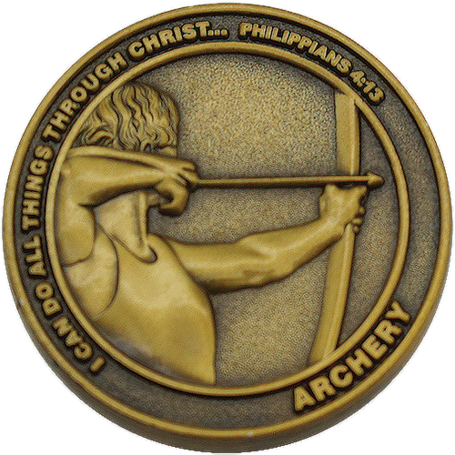 front of Christian archery challenge coin