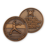 front and back of Christian softball challenge coin