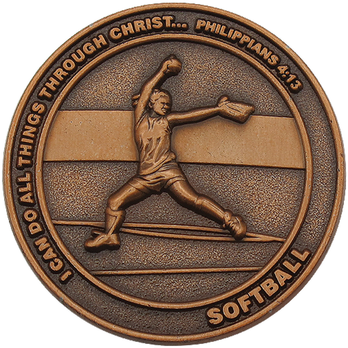 front of Christian softball challenge coin