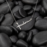 Freedom Cross Necklace - Horizontal, Words of Life Sterling Silver Pendant Necklace