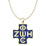 Phos Zoe Pendant with Blue Enamel, Gold-Plated Sterling Silver Pendant and 18 Inch Chain