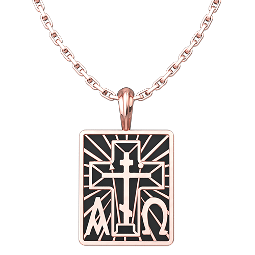 Alpha Omega & St Andrew Cross Rose Gold-Plated Sterling Silver Pendant - 18
