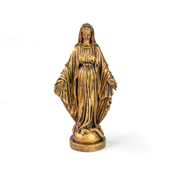 Our Lady of Grace Marble Resin Statue - Antique Gold