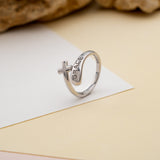 Sterling Silver Wrap Ring - Grace And Simple Cross, One Size Fits Most
