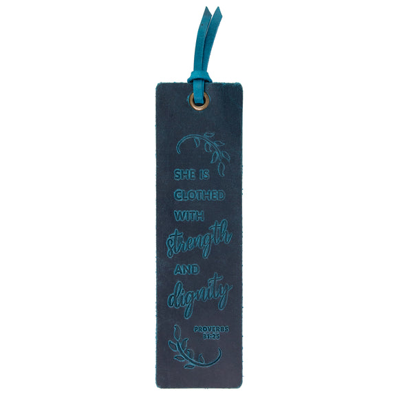 Strength and Dignity Leather Bookmark – Proverbs 31:25