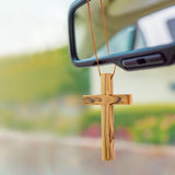 Olive Wood Car Charm - Cross