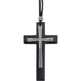Wood and Metal Cross Car Charm - Black and Silver