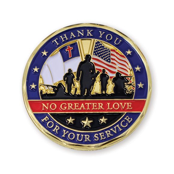 Front of Thank You for Your Service Christian Coin