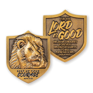 Keep Up Your Courage Lion Christian Challenge Coin - Inspiring Strength And Faithfulness, Gift For Men, Women, Boys, And Girls