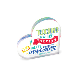 Teacher Acrylic Heart Plaque – Proverbs 22:6