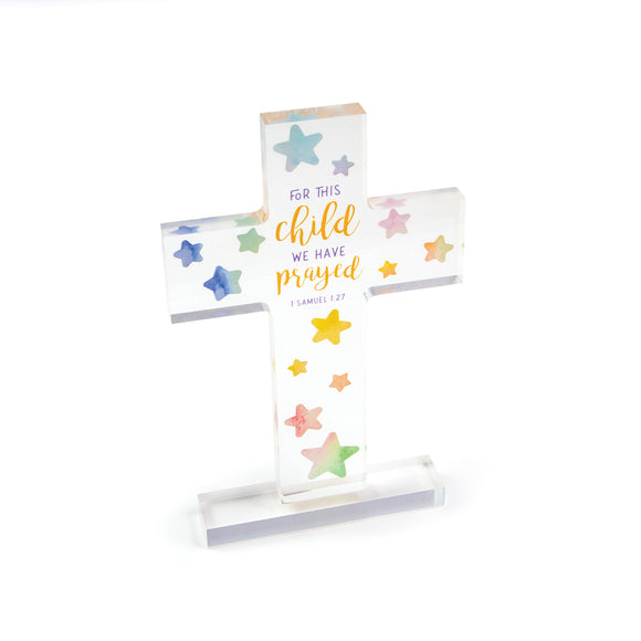 Baby Acrylic Cross Plaque – 1 Samuel 1:27