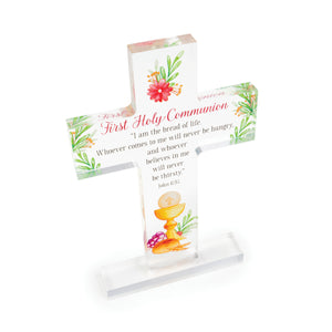 First Holy Communion Acrylic Cross Plaque – John 6:35