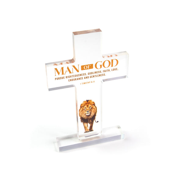 Man of God Acrylic Cross Plaque – 1 Timothy 6:11