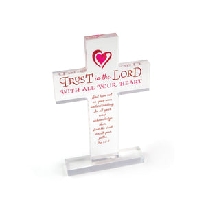 Trust in the Lord Acrylic Cross Plaque – Pro 3:5-6